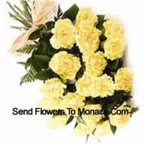 Bunch Of 19 Yellow Carnations With Seasonal Fillers