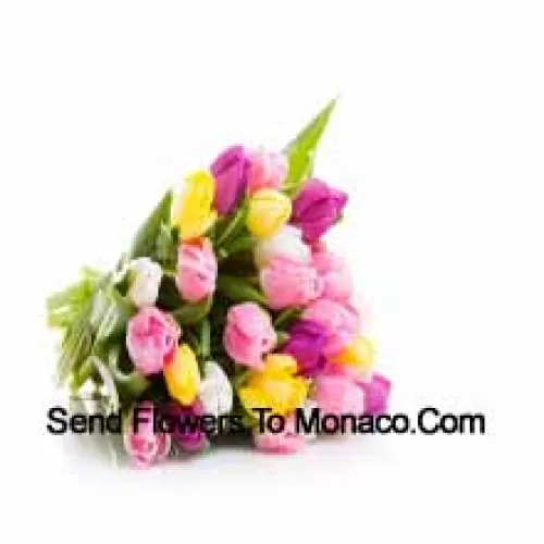 A Beautiful Hand Bunch Of Mixed Colored Tulips With Seasonal Fillers - Please Note That In Case Of Non-Availability Of Certain Seasonal Flowers The Same Will Be Substituted With Other Flowers Of Same Value