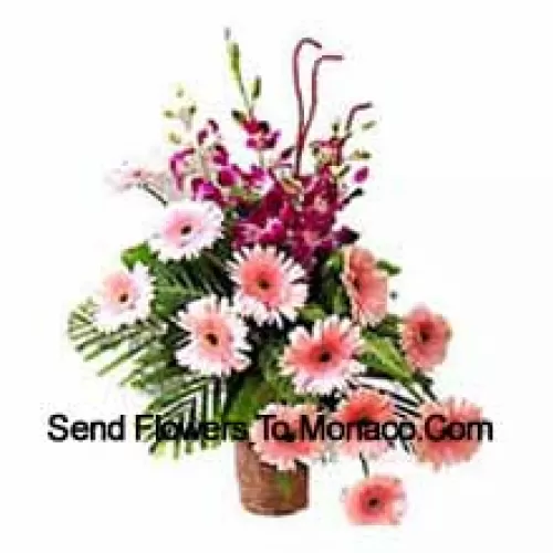 Basket Of Orchids And Gerberas