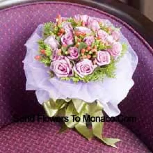 Bouquet de 11 roses roses claires