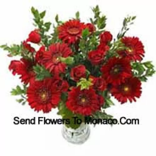 Gerberas, Roses And Fillers In A Vase