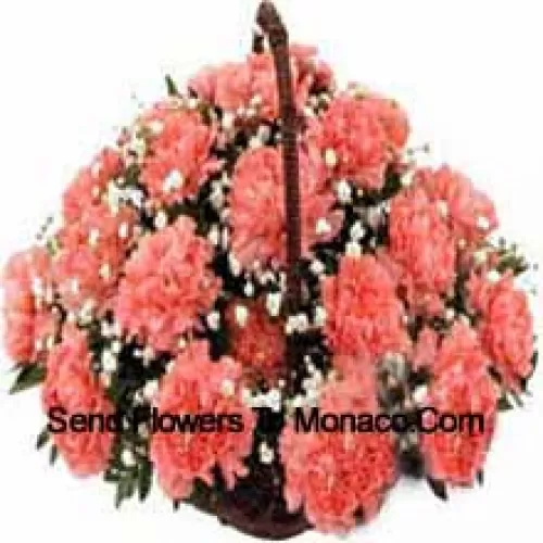 Basket Of 25 Pink Carnations