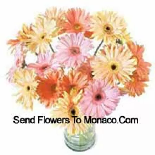 25 Mixed Colored Gerberas In A Vase