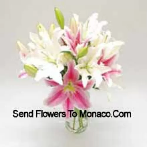 Mixed Colored Lilies In A Vase