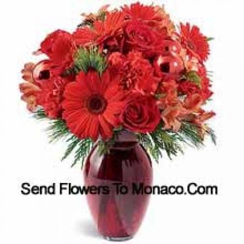 Lovely Red Carnations and Gerberas