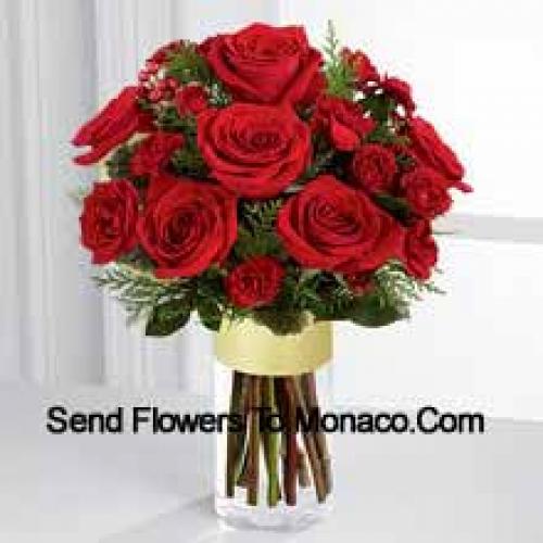 Beautiful Roses and Greenery in Vase